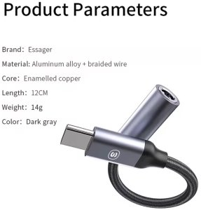 Adapter USB Essager adapter audio USB-C do mini jack 3,5 mm (AUX) 3