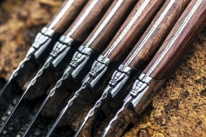 Laguiole Noże do steków Luxury Line drewno pakka 6 szt. Eleganckie pudełko na prezent 8