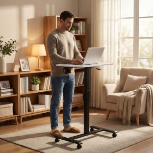 Biurko mobilne ModernHome z uchwytem na napój i regulacją wysokości 2