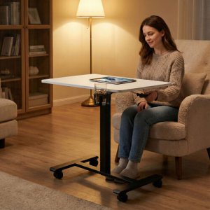 Biurko mobilne ModernHome z uchwytem na napój i regulacją wysokości 3