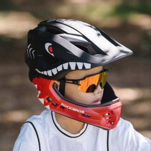 RockBros Kask TT-32006 Shark dziecięcy z odpinaną szczęką rozmiar S (48-52) - czarny 3
