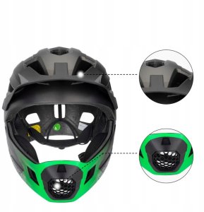 RockBros Kask rowerowy TS-61 10110061003 dziecięcy z odpinaną szczęką rozmiar S (48-54) - zielony 5