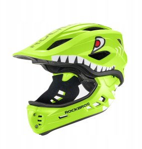 RockBros Kask rowerowy TT-32004 Shark dziecięcy z odpinaną szczęką rozmiar M (54-58) - zielony 4