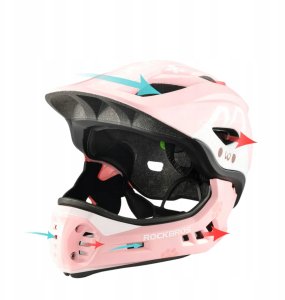 RockBros Kask rowerowy TT-32001 Rabbit dziecięcy z odpinaną szczęką różowy rozmiar S (48-52) 2