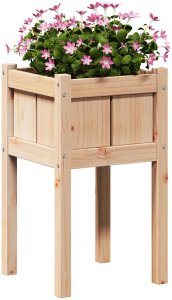 Drewutnia vidaXL Doniczka ogrodowa naturalna Lite drewno sosnowe, 40 x 40 x 70 cm 3
