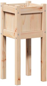 Drewutnia vidaXL Doniczka ogrodowa naturalny 31 x 31 x 70 cm Lite drewno sosnowe 2