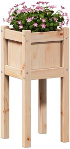 Drewutnia vidaXL Doniczka ogrodowa naturalny 31 x 31 x 70 cm Lite drewno sosnowe 3