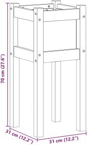 Drewutnia vidaXL Doniczka ogrodowa naturalny 31 x 31 x 70 cm Lite drewno sosnowe 7