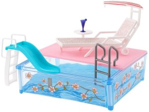 Zestaw Letni Resort Dla Lalek Basen Zjeżdżalnia Leżaki Parasol 2