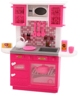 Zestaw Kuchnia Dla Lalek Lodówka Piekarnik Akcesoria Różowe 2