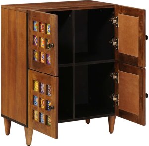 vidaXL Bufet z drzwiami orzech włoski 60 x 33,5 x 75 cm Drewno mango 2