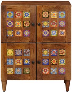 vidaXL Bufet z drzwiami orzech włoski 60 x 33,5 x 75 cm Drewno mango 3