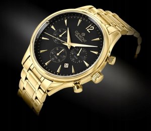Zegarek Giewont Zegarek Męski Chronograph Sapphire Złoto Czarny GW6310-B4 2