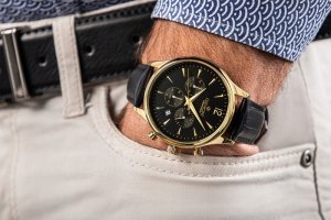 Zegarek Giewont Zegarek Męski Chronograph Sapphire Czarno Złoty GW6310-A4 3