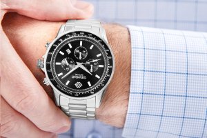 Zegarek Giewont Zegarek Męski Chronograph Sapphire Srebrno Czarny GW3520-B2 3