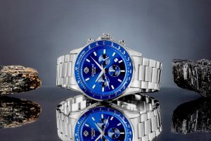 Zegarek Giewont Zegarek Męski Chronograph Sapphire Srebrno Niebieski GW3520-B3 5