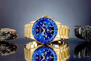 Zegarek Giewont Zegarek Męski Chronograph Sapphire Złoto Niebieski GW3520-B5 4