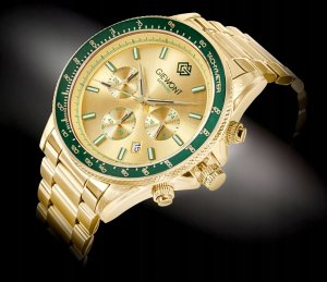 Zegarek Giewont Zegarek Męski Chronograph Sapphire Złoto Zielony GW3520-B6 2
