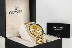 Zegarek Giewont Zegarek Męski Chronograph Sapphire Złoto Zielony GW3520-B6 7