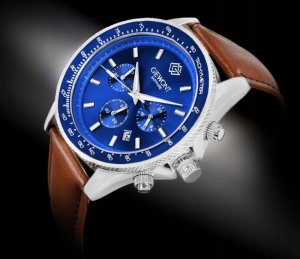 Zegarek Giewont Zegarek Męski Chronograph Sapphire Brązowo Niebieski GW3520-A5 2
