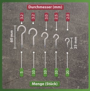 TecLine Zestaw haków śrubowych biały 55 części 55 szt. (22SA053) 4