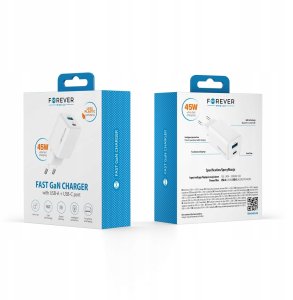Forever ładowarka sieciowa GaN PD QC TC-08-45AC 1x USB-C 1x USB 45W biała 4