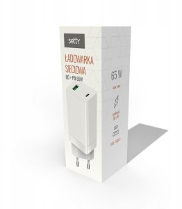 Setty ładowarka sieciowa GAN PD+QC USB + USB-C 65W LSI-02 biała JO 3