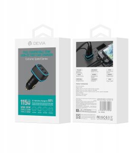 Devia ładowarka samochodowa Extreme 115W 2x USB-C 1x USB czarna 3