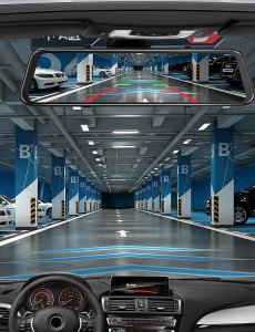 WIDEOREJESTRATOR JAZDY W LUSTERKU DOTYKOWY KAMERA COFANIA REJESTRATOR PRZÓD TYŁ POLSKIE MENU FULL HD 2