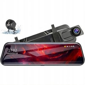WIDEOREJESTRATOR JAZDY W LUSTERKU DOTYKOWY KAMERA COFANIA REJESTRATOR PRZÓD TYŁ POLSKIE MENU FULL HD 3