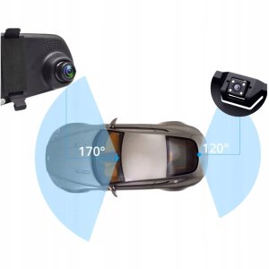 Wideorejestrator samochodowy kamera cofania w ramce full hd 4led karta 32gb 12