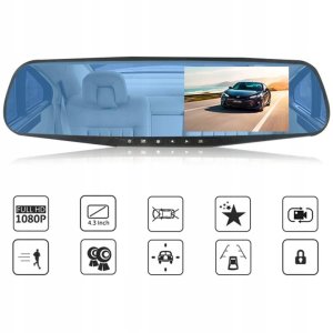 Wideorejestrator samochodowy kamera cofania w ramce full hd 4led karta 32gb 15