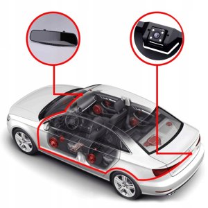 Wideorejestrator samochodowy kamera cofania w ramce full hd 4led karta 32gb 7