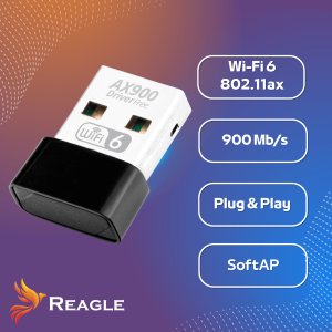 Karta sieciowa Reagle ADAPTER KARTA SIECIOWA WiFi 6 NA USB NANO Wi-Fi 900Mbps 5.8GHz WPA3 AX900 3