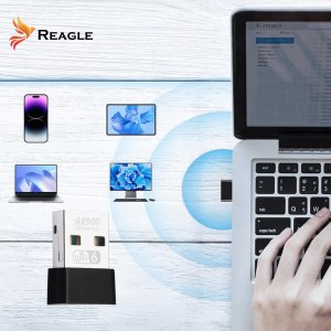 Karta sieciowa Reagle ADAPTER KARTA SIECIOWA WiFi 6 NA USB NANO Wi-Fi 900Mbps 5.8GHz WPA3 AX900 4