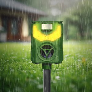Ultradźwiękowy Solarny Odstraszacz Zwierząt Kotów Psów Kun Lisów Dzików Saren Jeleni Ptaków Flame Guard 14