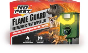 Ultradźwiękowy Solarny Odstraszacz Zwierząt Kotów Psów Kun Lisów Dzików Saren Jeleni Ptaków Flame Guard 3