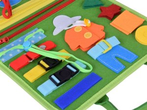 Materiałowa edukacyjna książeczka manipulacyjna Montessori zegar ZA6022 EDUKAMP 7
