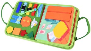 Materiałowa edukacyjna książeczka manipulacyjna Montessori zegar ZA6022 EDUKAMP 10