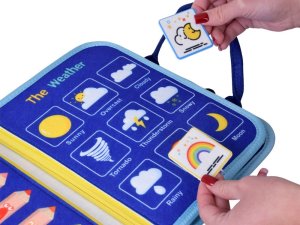 Materiałowa książeczka manipulacyjna edukacyjna + tablica markery ZA6024 EDUKAMP 12