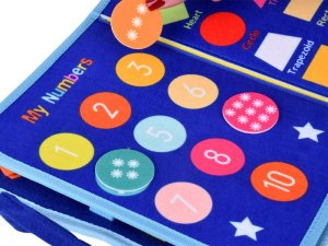 Materiałowa książeczka manipulacyjna edukacyjna + tablica markery ZA6024 EDUKAMP 13
