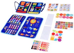 Materiałowa książeczka manipulacyjna edukacyjna + tablica markery ZA6024 EDUKAMP 2
