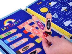 Materiałowa książeczka manipulacyjna edukacyjna + tablica markery ZA6024 EDUKAMP 10