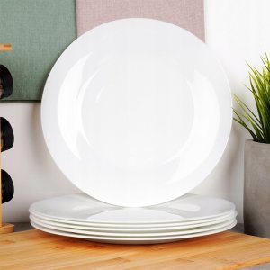 Talerze Obiadowe Płytkie Szkło Białe 6 szt. VILDE 25,5 cm Opalowe 2