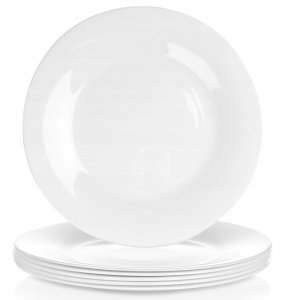 Talerze Obiadowe Płytkie Szkło Białe 6 szt. VILDE 25,5 cm Opalowe 7