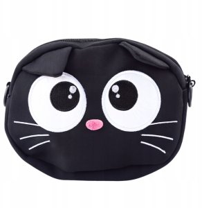 Torba Saszetka Kot Zasuwana Kieszeń Regulowany Pas Czarna 21 x 16 cm 5