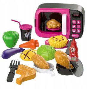 Mikrofala Zabawkowa Dla Dzieci Jedzenie Obrót 360 Światła Dźwięki Różowa 2