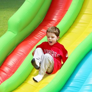 Dmuchany zamek TRIPLE SLIDE trampolina HappyHop 3 zjeżdżalnie 11