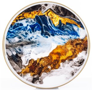 Taca dekoracyjna 34,5 cm Biało-nieb-brąz 159833 4