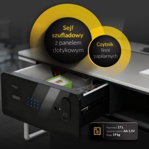 Sejf szufladowy z panelem dotykowym i czytnikiem linii papilarnych 142